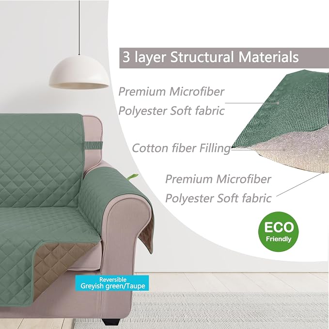 U-NICE HOME Large Sofa Cover Reversible Couch Cover, Pet Friendly, Elastic - Image 4