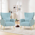 Modern Accent Chairs Set of 2 Upholstered Living Room Chairs, High Back Arm by YUUIJOAA