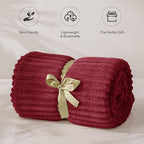 BEDELITE 3D Ribbed Burgundy Fleece Throw Blanket - Image 4