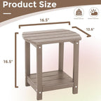 Adirondack Square Outdoor Side Table, 2-Tier Storage Patio Side Table, HDPE End - Image 3