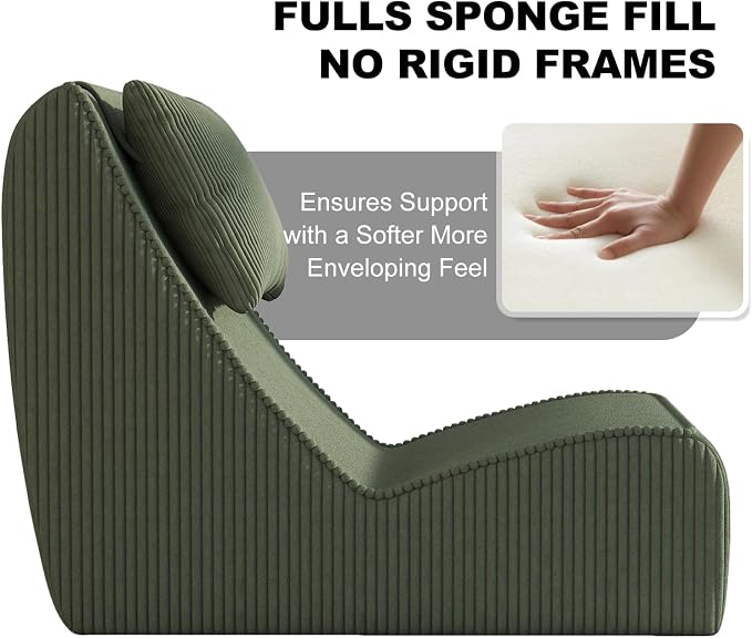 Giant Bean Bag Chair for Adults, Corduroy Chaise Lounge - Image 4
