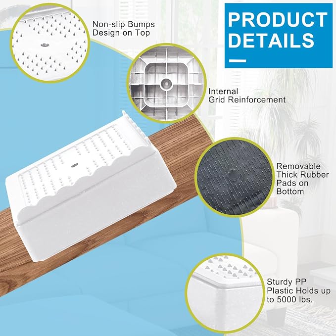 Bed Risers 1 inch, 2 inch, 3 inch, 4 inch Heavy Duty, Adjustable Furniture Riser - Image 5