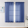 Chyhomenyc Sheer Curtains 63 Inch Length 2 Panels, Royal Blue | Light Filtering by Chyhomenyc