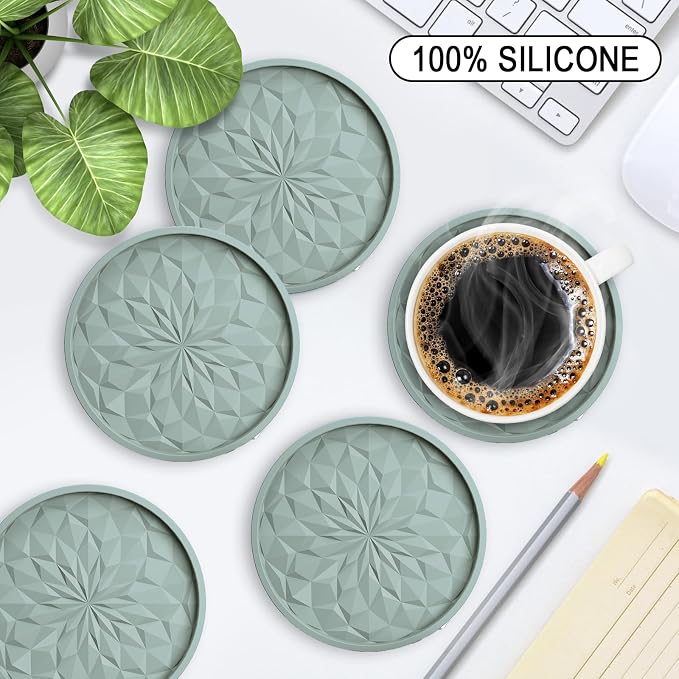 ME.FAN Silicone Coasters with Holder, Drinking Coasters - Image 2