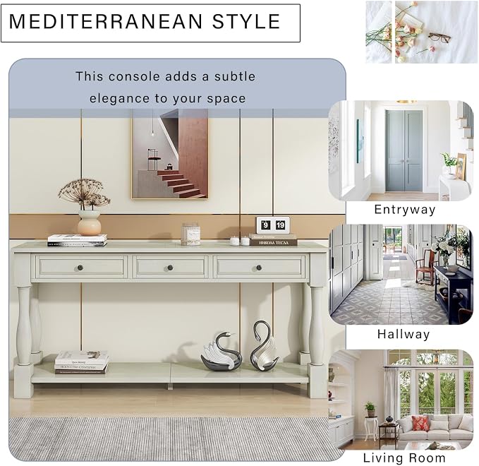 Knocbel 64 Inch Long Antique Entry Console Table - Image 9