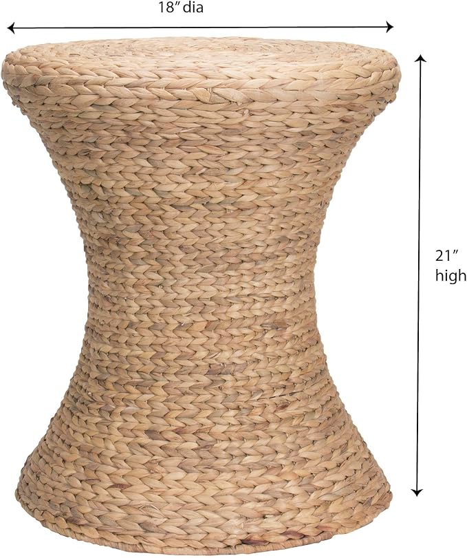 Household Essentials Handwoven Water Hyacinth Wicker Stool - Image 3