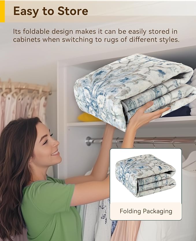 RELEANY Washable Area Rug, Water Repellent, Pet Friendly, Vintage Floral Boho - Image 7
