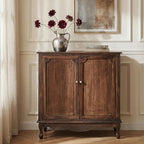 Solid Wood Sideboard with Adjustable Feet, 2 Shelves Storage Accent Cabinet by Thesupportyouneed