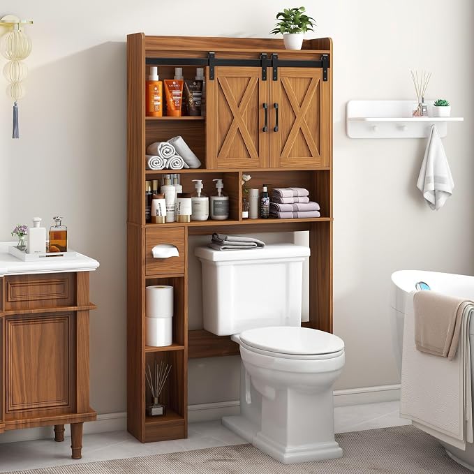 Vabches Over The Toilet Storage Cabinet, Farmhouse Storage Cabinet Over Toilet - Image 5