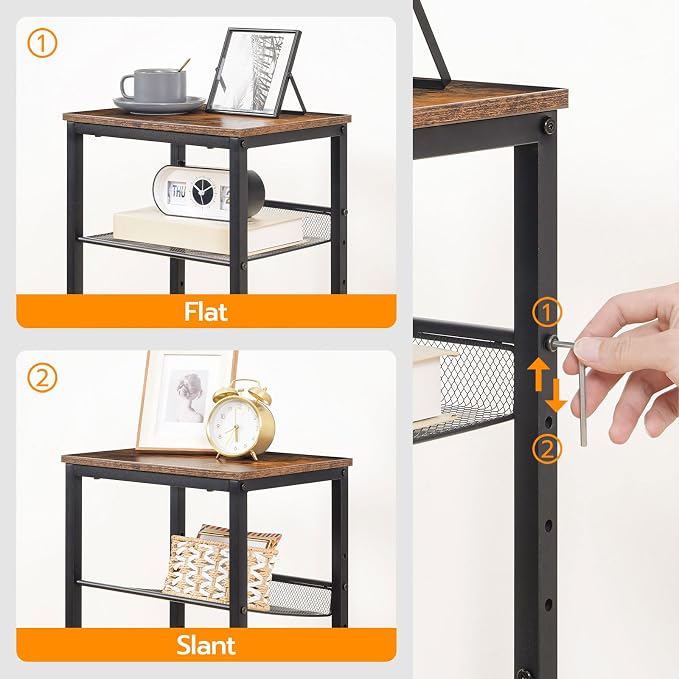 HOOBRO Side Table, 3-Tier Tall End Telephone Table - Image 6