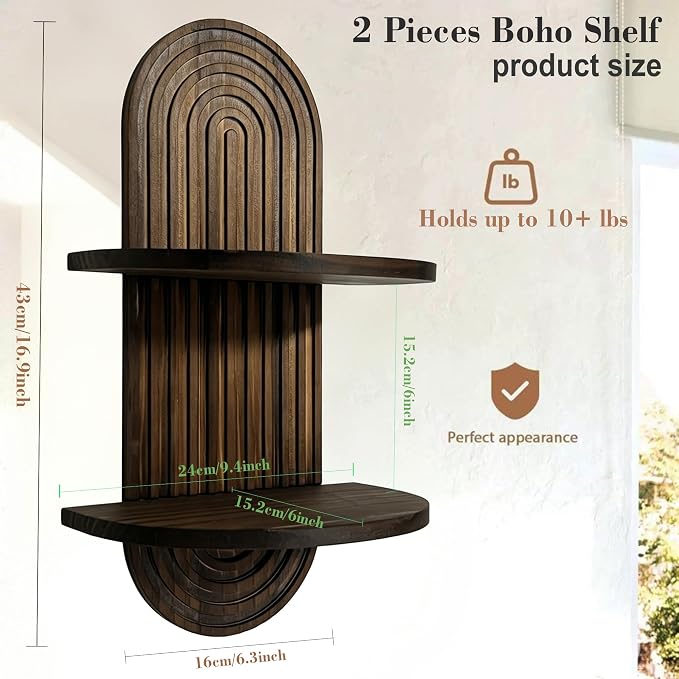 Boho Shelves Bohemian Decorative Wall Shelves Boho Chic Wall Decor - Image 2
