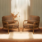 Bonnlo Microfiber Rustic Accent Chairs Set of 2, Upholstered Mid Century Modern by Bonnlo