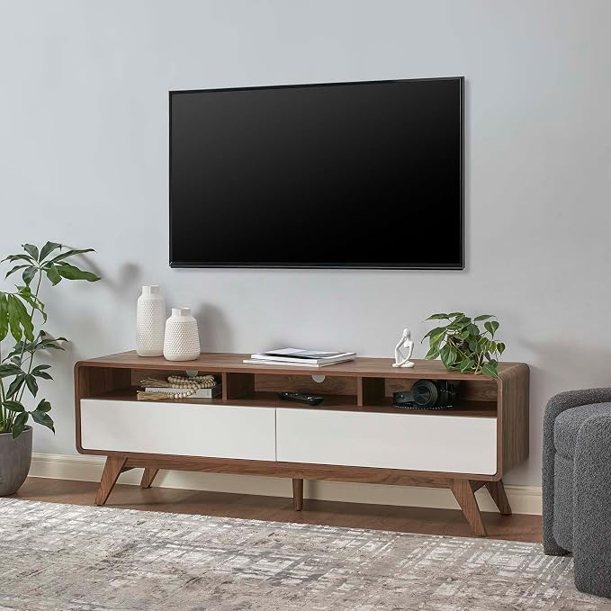 Modway Transmit Entertainment-Stands, 60 Inch, Walnut White - Image 7