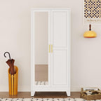 71" Metal Armoire Wardrobe Closet, Steel Clothing Storage Cabinet - Image 5