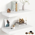 Fun Memories 12 Inch Deep White Floating Shelf, 24 x 12 Rustic Wood Wall Shelf by FunMemories