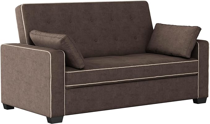 Serta Ainsley Loveseat with Pull Out Sleeper Microfiber Java Full by SertaDreamConvertibles