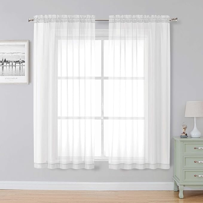 Simplebrand White Sheer Curtains, 2 Panels Set by Simplebrand