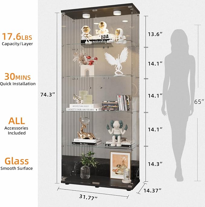 LFT HUIMEI2Y Glass Display Cabinet 5-Shelf - Image 2