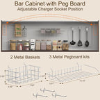 71" Pantry Cabinet with Pegboard, Movable Charging Station & Arched Door Cabinet - Image 2