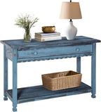 Alaterre Furniture Rustic Cottage Media Console Table, Antique Blue by AlaterreFurniture