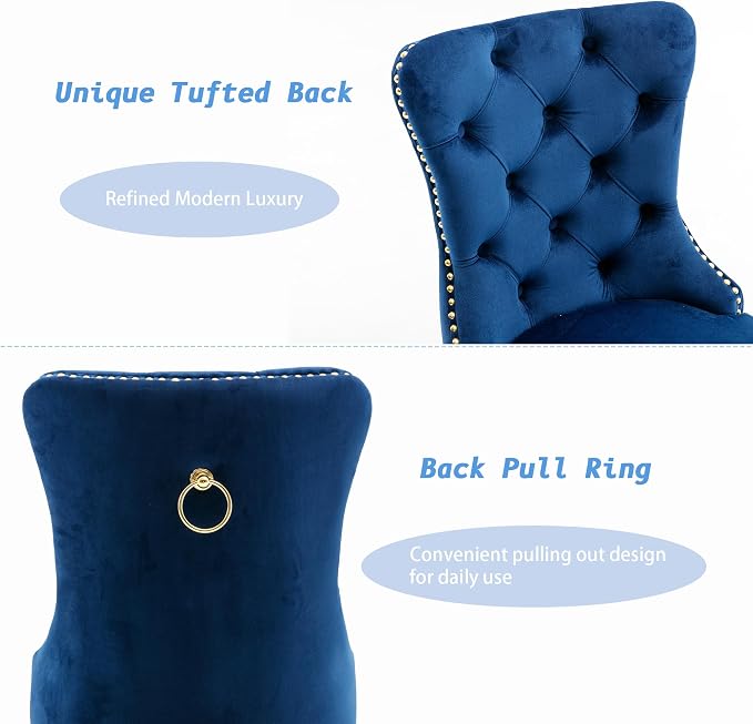 KCC Velvet Dining Chairs Set of 4, Upholstered High-end Tufted Dining Chair - Image 5