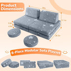 MeMoreCool Kids Play Couch, 8-Piece Modular Toddler Couch - Image 2