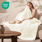 L'AGRATY Chunky Knit Throw Blanket - Image 2