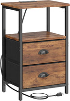 sthmec Nightstand with Charging Station, Night Stand with 2 Fabric Drawers - Image 8