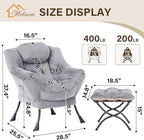 Welnow Lazy Chair with Ottoman, Modern Accent Chair with Armrests and a Side - Image 3