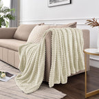 BEDELITE 3D Ribbed Jacquard Beige Blankets Queen Size - Image 6