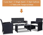 Goplus 4-Piece Rattan Patio Furniture Set, Outdoor Wicker Conversation Sofa - Image 7