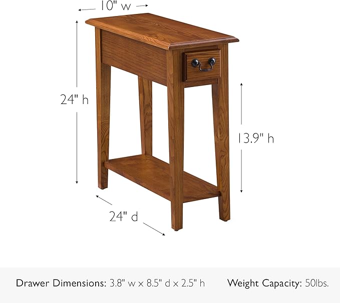 Leick Home Haven Ridge End Table, Solid Wood, 1 Storage Drawer, Bottom Display - Image 3