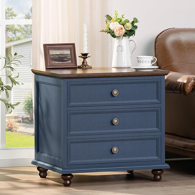 Joaxswe 24" Wide Farmhouse Night Stand Set of 2, Large End Table - Image 2