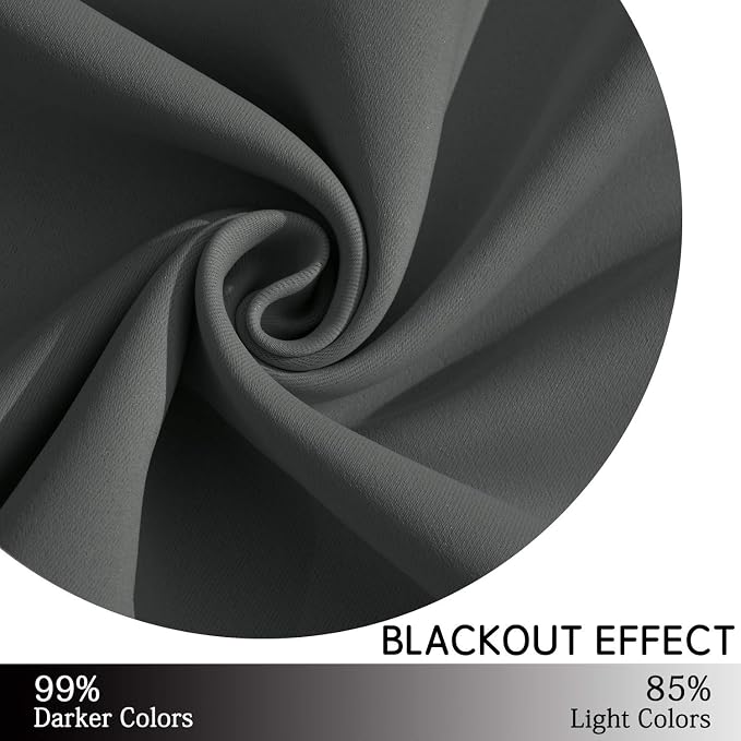 Yakamok Room Darkening Curtains 52x54 inch Length Dark Grey-Living Room | 2 - Image 6
