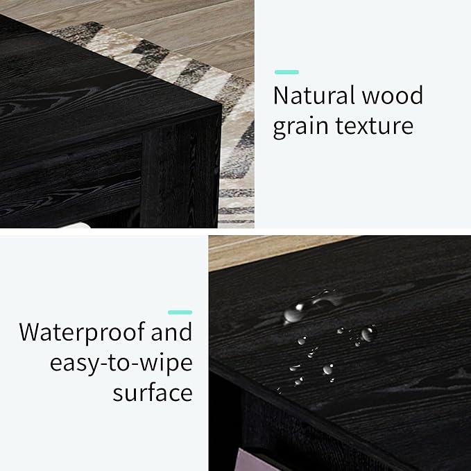 39" Wood Coffee Table for Living Room, Sides Storage - Image 4