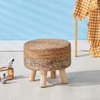 Cpintltr Ottoman Outdoor Sea Grass Stool Poufs Hand Woven Round Foot Stool - Image 2