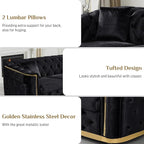 DAMAIFROM Luxury Velvet Couch Set Black and Gold Sofa, Mid Century Modern - Image 4