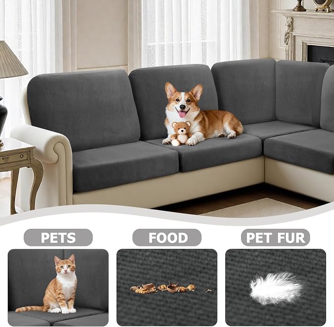 Arfntevss Sectional Couch Covers L Shape Couch Cushion Covers Slipcovers Fitted - Image 6