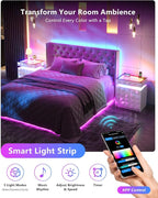 HWB Nightstand with RGB Lights, 3 Drawers Night Stand with Hidden Storage - Image 3