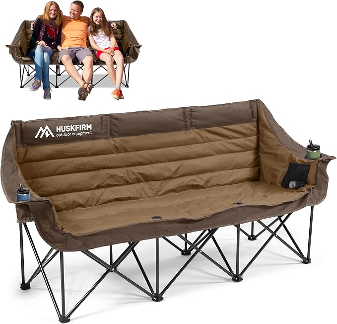 Huskfirm 3 Person Camping Chairs Folding Double Camping Chair Portable by Huskfirm