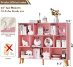 LEYAOYAO 10 Cube Bookshelf, 3 Tier Vintage 55" Wide Bookcase - Image 2
