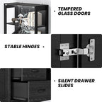 VersionTECH. Glass Display Cabinet, 4-Tier Curio Cabinet - Image 7