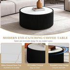 29.52" Round Marble Coffee Table, Modern Fluted Coffee Table w/White Sintered - Image 5