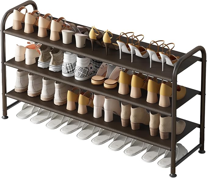 INGIORDAR Shoe Rack 3 Tier Long Storage Organizer Wide Metal Shoe Shelf by INGIORDAR