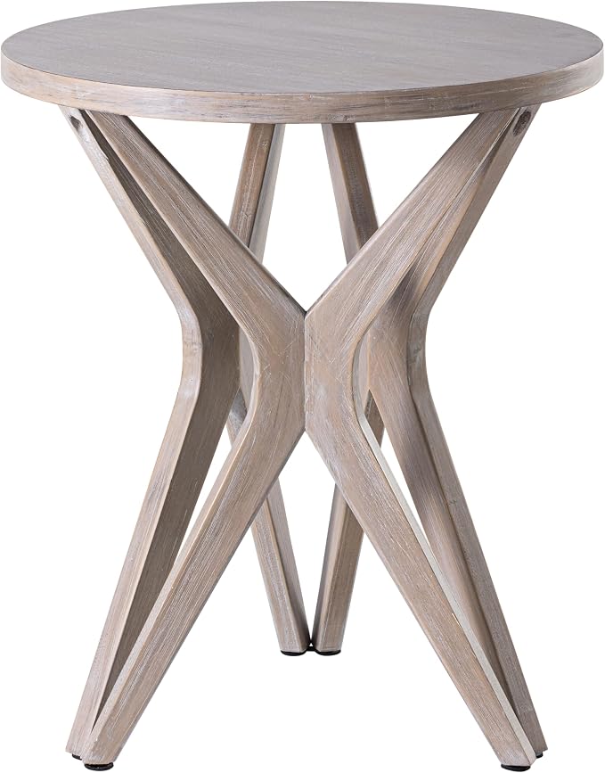 Pedestal Farmhouse End Table, Distressed Top - Image 7