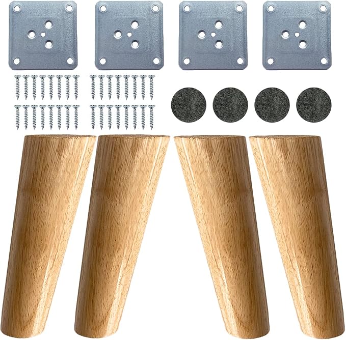 KITEVICH 4PACK Solid Wood Furniture Legs 6 Inch Sofa Legs, Replacement Legs Mid by KITEVICH