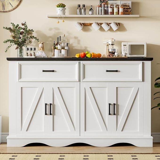 56" Modern Farmhouse Sideboard Buffet Cabinet - Image 7