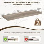 Acovy 36 Inch Floating Shelves, 3D Textured Wood Grain, Wooden Shelves - Image 3