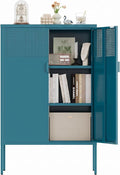Metal Storage Cabinet, 2 Door TV Stand, Metal Mesh Accent Cabinet, Magnetic by XIUSVON
