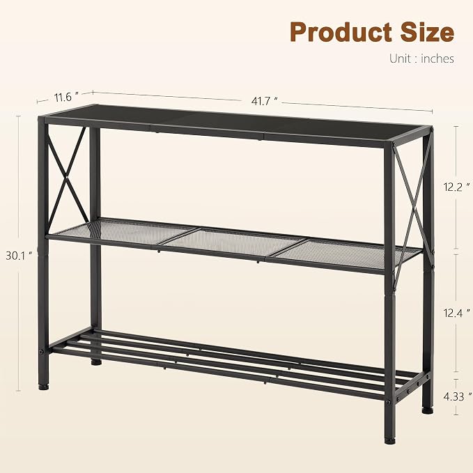 Hoctieon Industrial Console Table, 3 Tier Entryway Table, Hallway Table - Image 2